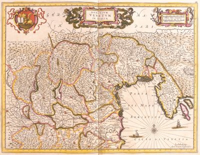Kartta Venetsian alueista Italiassa (etsaus tekijältä Frederick de Wit