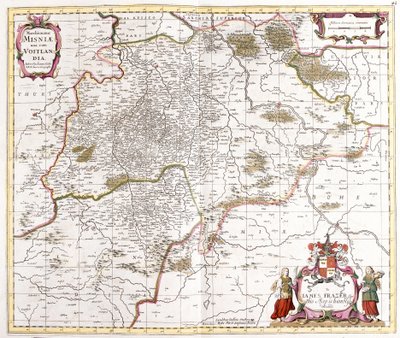 Kartta Misnien (Saksa) marssista (margraviaate) (etsaus tekijältä Frederick de Wit