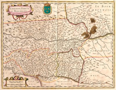 Aluekartat Lyon ja Beaujolais (Ranska) (etsaus tekijältä Frederick de Wit