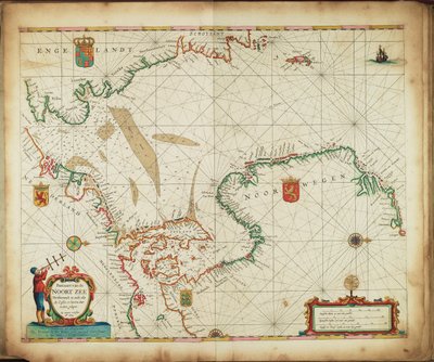 Pascaart van de Noort Zee verthoonende in zich alle de Custen en havens daer rontom gelegen. tekijältä Frederick de Wit