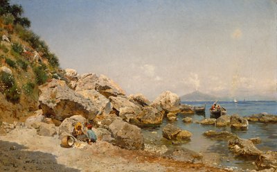 Rannalla, Capri Vesuviuksen kanssa taustalla tekijältä Frederico del Campo