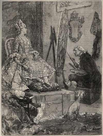 Francois Boucher (1703-1770) maalasi muotokuvan Jeanne Antoinette Poissonista, Pompadourin markiisista (tunnetaan nimellä Madame de Pompadour tekijältä Frederik Hendrik (after) Kaemmerer
