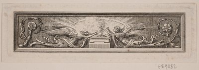 Ornamentti alttarilla ja kahdella enkelillä tekijältä Frederik Ludvig  Bradt