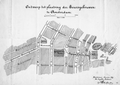 Suunnittelu hyödykepörssille, Amsterdam, tilanne. Marraskuuta 1879 tekijältä Frederik Willem van Gendt