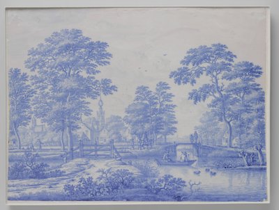 Muistolaatta, josta on näkymät Overschielle Rotterdamin lähellä Lautas kasvot Overschie tekijältä Frederik van Frytom (attributed to)