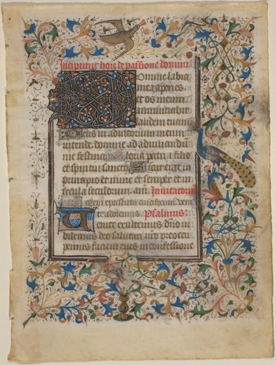 Käsikirjoitus lehti tuntikirjasta (incip. Passionis) tekijältä French 14th Century