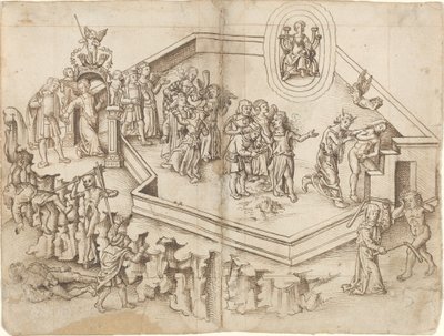 Allegoria tutkijan elämästä rikkaassa kotitaloudessa [fol. 3 verso / 4 recto] tekijältä French 16th Century