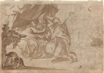 Jaakob ja Rebecca ennen Iisakia [recto] tekijältä French 18th Century