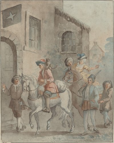 Saapuminen majataloon tekijältä French 18th Century after Jean Baptiste Oudry