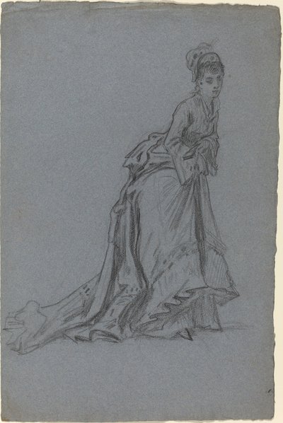 Muodikas nuori nainen astumassa eteenpäin tekijältä French 19th Century