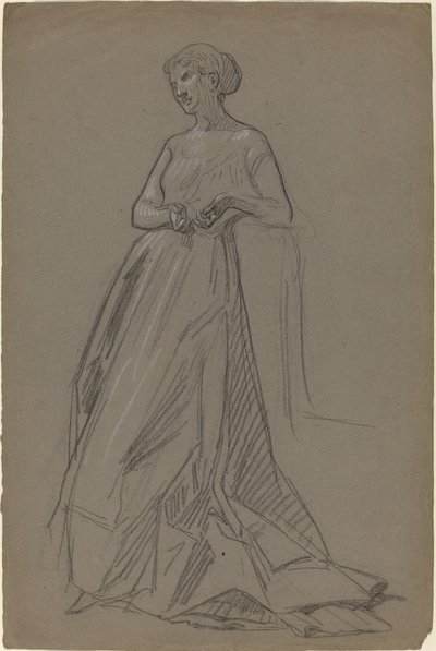 Pysyvä nainen nojaa kyynärpäähän tekijältä French 19th Century