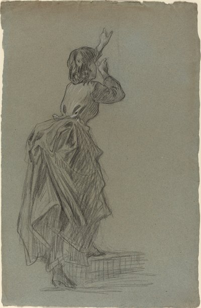 Nuori nainen kiipeämässä askelta tekijältä French 19th Century