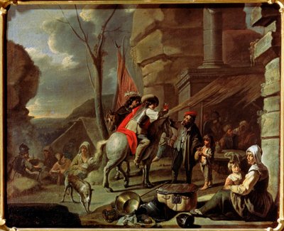 Ratsumiehet tavernassa, 1600-luvun toinen puoli. tekijältä French Master
