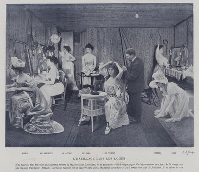 Näyttelijät Theater des Varietesin pukuhuoneissa, Pariisissa (m/v kuva) tekijältä French Photographer