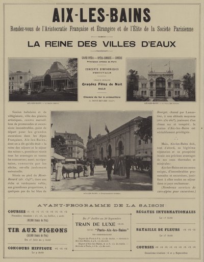 Aix-les-Bains, Ranskan ja ulkomaisen aristokratian ja pariisilaisen yhteiskunnan eliitin kohtaamispaikka (m/v kuva) tekijältä French Photographer