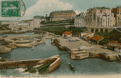 Biarritz, Kalastajien satama. Postikortti lähetetty 25. lokakuuta 1913. tekijältä French Photographer