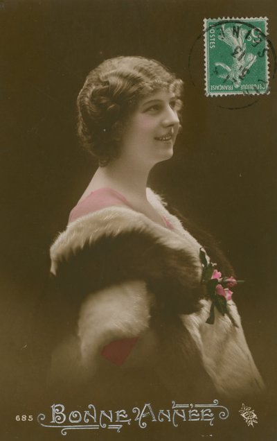 Bonne Annee. Ranskalainen Happy New Year -postikortti lähetetty vuonna 1913. tekijältä French Photographer