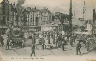 Pariisin pikajuna lähtee Dieppestä. Postikortti lähetetty 1913. tekijältä French Photographer