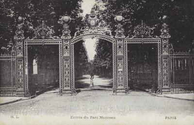 Sisäänkäynti, Parc Monceau, Pariisi (m/w kuva) tekijältä French Photographer