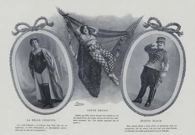 Ranskalaiset näyttelijät ja laulajat La Belle Chiquita, Sarah Brown ja Jeanne Bloch (m/v kuva) tekijältä French Photographer