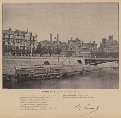 Pariisin kommuuni, Hotel De Ville, Näkymä Arcolen sillalta (m/w kuva) tekijältä French Photographer