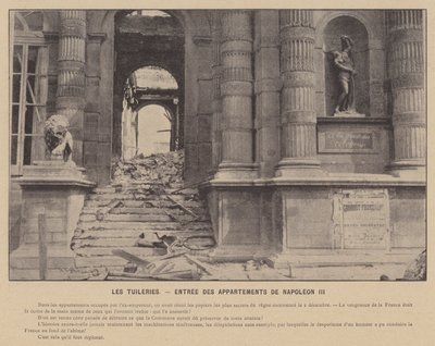 Pariisin kommuuni, Tuileries, Napoleon III:n huoneistojen sisäänkäynti (m/v kuva) tekijältä French Photographer