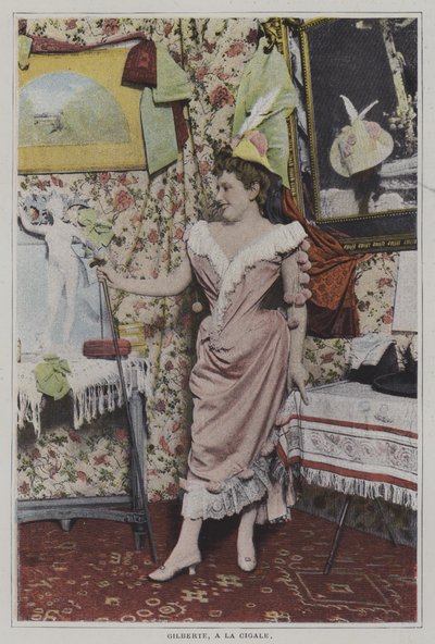 Mademoiselle Gilberte, ranskalainen laulaja La Cigalessa, Pariisissa (värikuva) tekijältä French Photographer