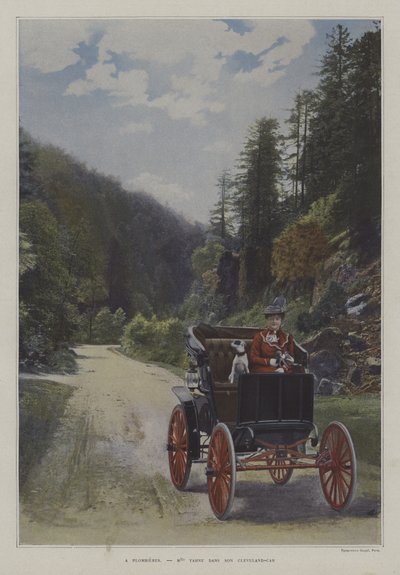 Mademoiselle Yahne Cleveland-autossaan Plombieres-les-Bainsissa, Ranskassa (värikuva) tekijältä French Photographer