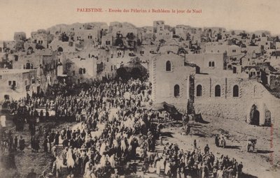 Palestiina, pyhiinvaeltajien saapuminen Betlehemiin joulupäivänä tekijältä French Photographer