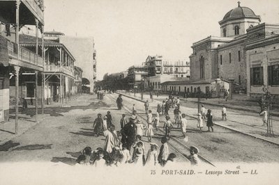Port-Said, Egypti: Lesseps Street (s/w valokuva) tekijältä French Photographer