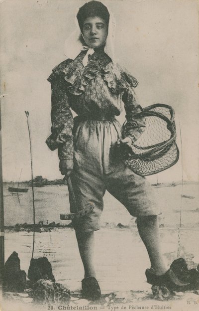 Postikortti osterikalastajasta, lähetetty vuonna 1913 tekijältä French Photographer