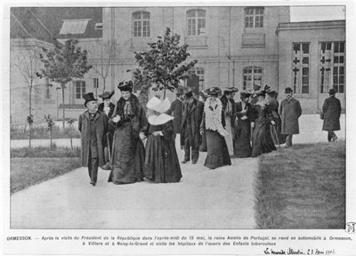 Portugalin kuningatar Amelie vierailee Ormessonin sairaalassa tuberkuloosin vuoksi, kuva Le Monde Illustresta, 23. toukokuuta 1903 tekijältä French Photographer