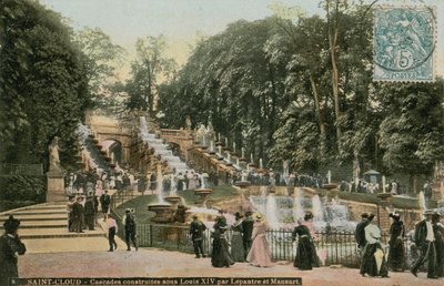 Saint-Cloud - Lepautren ja Mansartin Ludvig XIV:n aikana rakentamat vesiputoukset. Antoine Le Pautren ja Jules Hardouin Mansartin Ludvig XIV:n kunniaksi rakentamat vesiputoukset. Postikortti lähetetty 1913. tekijältä French Photographer