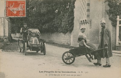 The Progress of Locomotion, vuonna 1913 lähetetty postikortti. tekijältä French Photographer