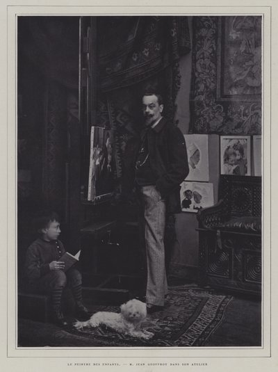Lasten maalari: ranskalainen taiteilija Jean Geoffroy studiossaan (m/v kuva) tekijältä French Photographer
