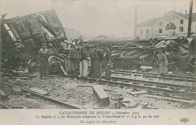 Junaonnettomuus Melunissa Ranskassa, 4. marraskuuta 1913. Näkymä raunioista. Postikortti lähetetty 1913. tekijältä French Photographer