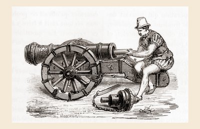 1500-luvun perälaukussa ladattava saksalainen tykki, Les Merveilles de la Science, julkaistu noin 1870 (kaiverrus) tekijältä French School