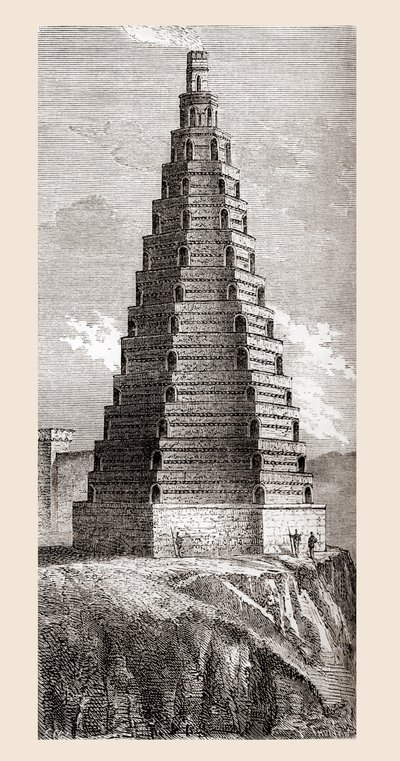 1800-luvun kuvaus Ritarikunnan tornista, joka tuhoutui vuonna 1644, Boulogne-sur-Mer, Ranska, teoksesta "Les Merveilles de la Science", julkaistu noin 1870 (kaiverrus) tekijältä French School