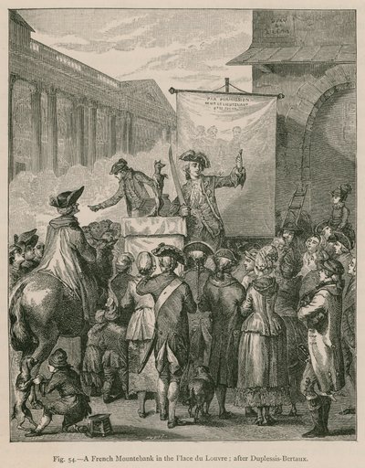 Ranskalainen Mountebank Place du Louvressa; Duplessis-Bertaux
