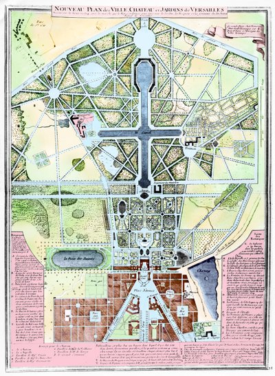 Versaillesin kaupungin, linnan ja puutarhan uusi suunnitelma, 1714 tekijältä French School