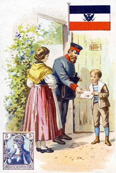 Postimies Saksassa jakamassa kirjettä, 1800-luvun loppu tekijältä French School