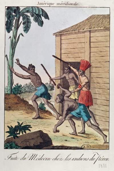 Perun intiaaneja pakeneva lääkäri, 1811 tekijältä French School