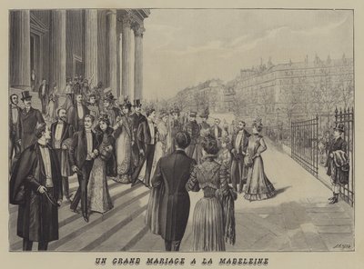 Suuret häät La Madeleinen kirkossa, Pariisissa (litho) tekijältä French School