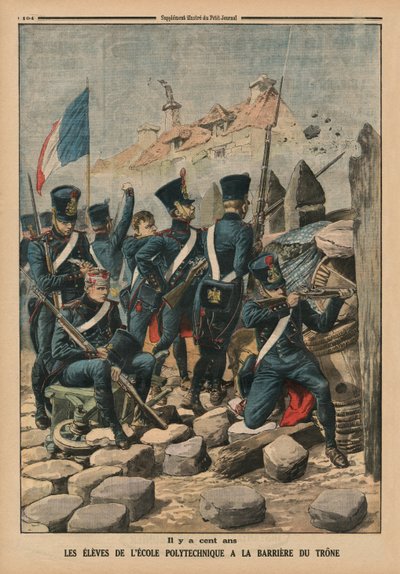Sata vuotta sitten Barriere du Tronen Ecole Polytechniquen opiskelijat, takakannen kuvitus Le Petit Journalista, liitekuva, 29. maaliskuuta 1914 tekijältä French School