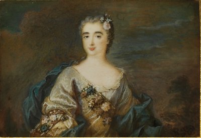 Nainen nimeltä Louise-Jeanne de Durfot, herttuatar de Mazarin et de la Meileraye, n. 1750 tekijältä French School