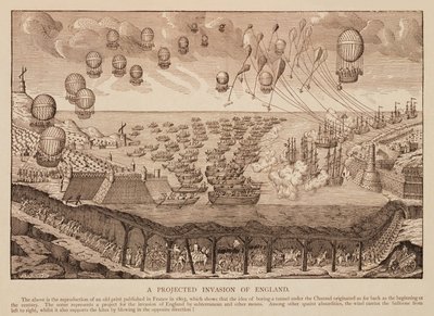 Suunniteltu hyökkäys Englantiin, kopio ranskalaisesta printistä vuodelta 1803 tekijältä French School