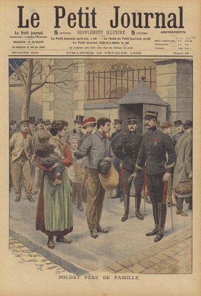 Sotilas ja perheensä pää (väri litho) tekijältä French School