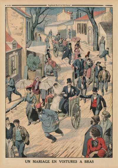 Häät käsikärryissä, Le Petit Journalin takakannen kuvitus, liitekuva, 5. huhtikuuta 1914 tekijältä French School