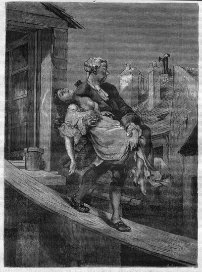 Nuori tyttö viedään kuningas Ludvig XV:n iloihin Deer Parkiin. Tohtori Th. -F. Debray. 1879. tekijältä French School
