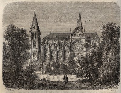 Pariisin luostari Saint-Victor (Saint Victor), perustettu 1100-luvulla - kaiverrus Victor Duruyn (1811-1894) "Histoire de France" -kirjaan - 1882 tekijältä French School
